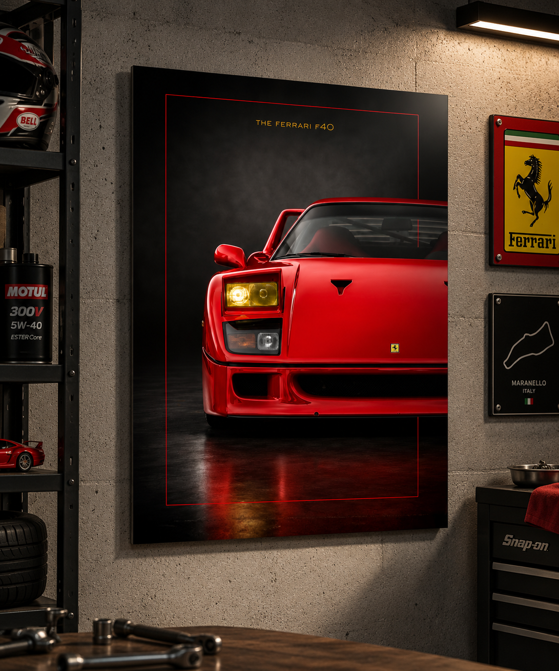 Ferrari F40 Aluminium Print / 30x40 cm / 12x16 /